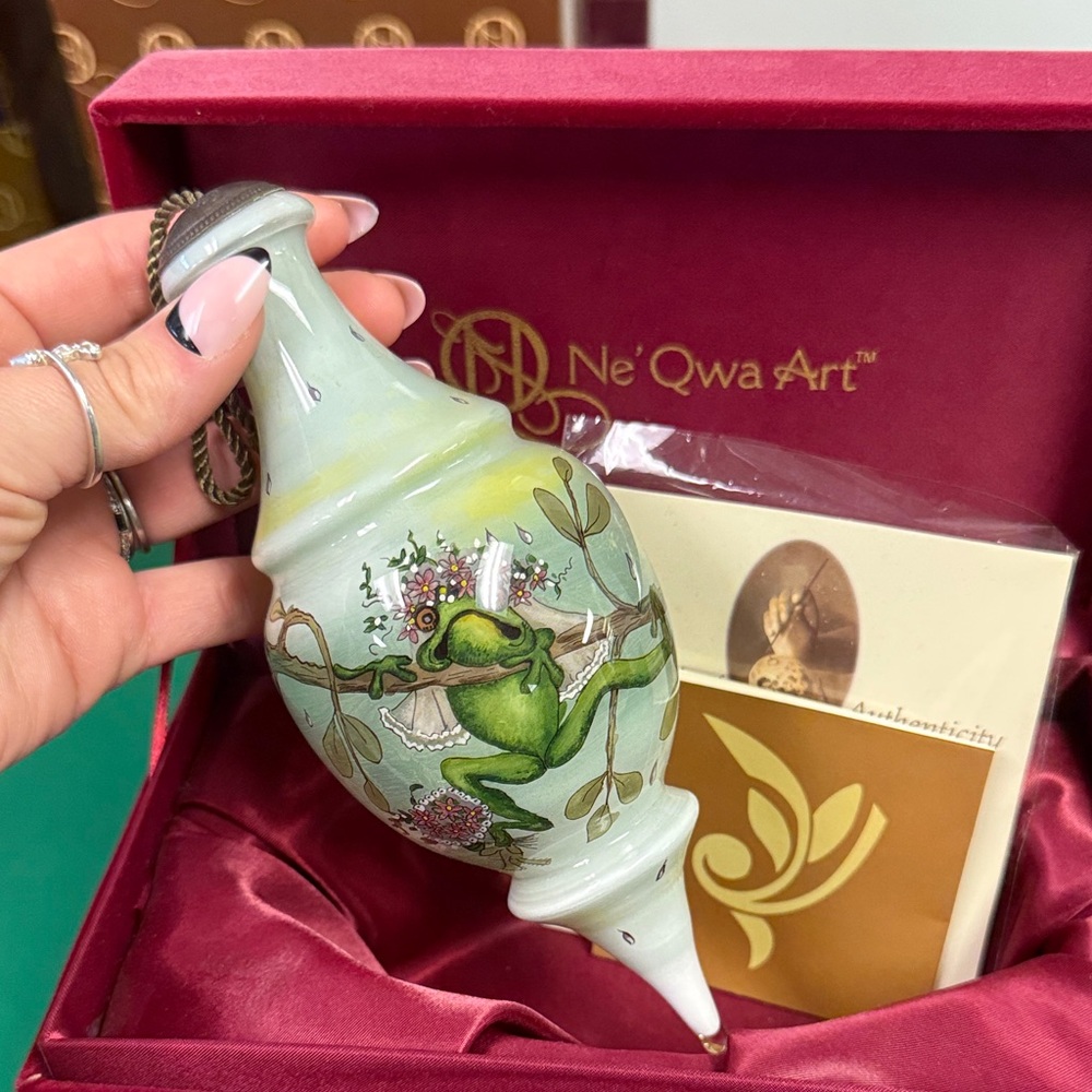 Neqwa Hand-Painted Holiday Ornament - wedding frog